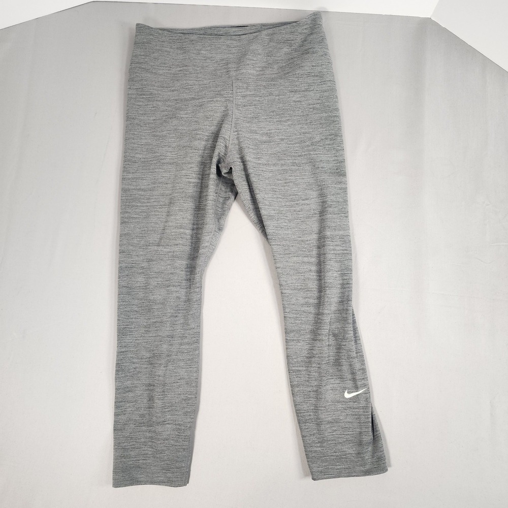 Nike Leggings Women Medium Gray Excellent Heathered Dri-FIT Cropped Pockets
